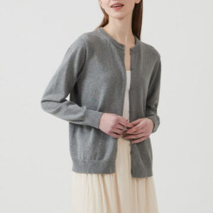 Cotton Crew-Neck Lightweight Knit Outerwear Cardigan